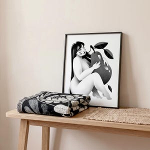 Pear - Wall Art Poster / Modern Zen Print / Black and White Illustrated Home Décor image 6