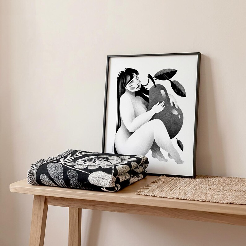 Pear - Wall Art Poster / Modern Zen Print / Black and White Illustrated Home Décor image 6