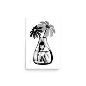 Girl in vase - Wall Art Paper Poster / Modern Art Print / Illustrated Home Decor