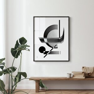Dans l'ordre des choses - Poster d'art mural abstrait / Impression géométrique minimaliste / Illustrations de décoration en noir et blanc image 1