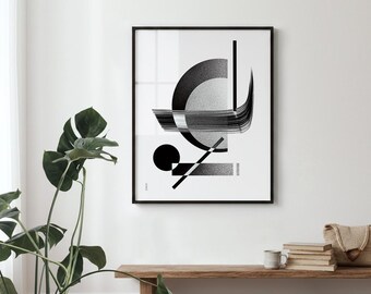 物事の秩序 - 抽象的な壁アートポスター / ミニマルな幾何学模様のプリント / 白黒イラストのホームデコレーション