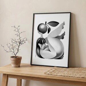 Plump - Wall Art Poster / Modern Zen Print / Black and White Illustrated Home Decor image 2
