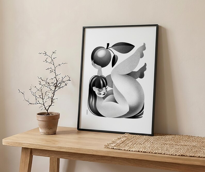Plump - Wall Art Poster / Modern Zen Print / Black and White Illustrated Home Decor image 2
