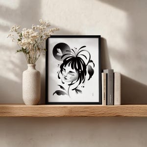 Grow - Kunst Poster / Modernes minimalistisches Zen Poster / Schwarz und weiß illustriertes Wohndekor Bild 2