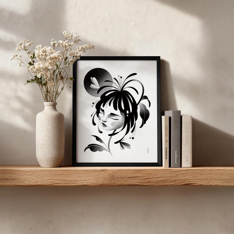 Grow - Kunst Poster / Modernes minimalistisches Zen Poster / Schwarz und weiß illustriertes Wohndekor Bild 2