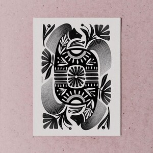 Year of the Horse - Floral Wall Art Poster / Botanical Print / Black and White Flora and Fauna Illustrated Home Décor image 8