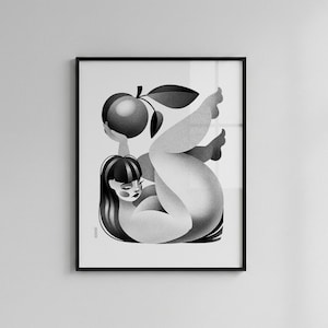 Plump - Wall Art Poster / Modern Zen Print / Black and White Illustrated Home Decor image 1
