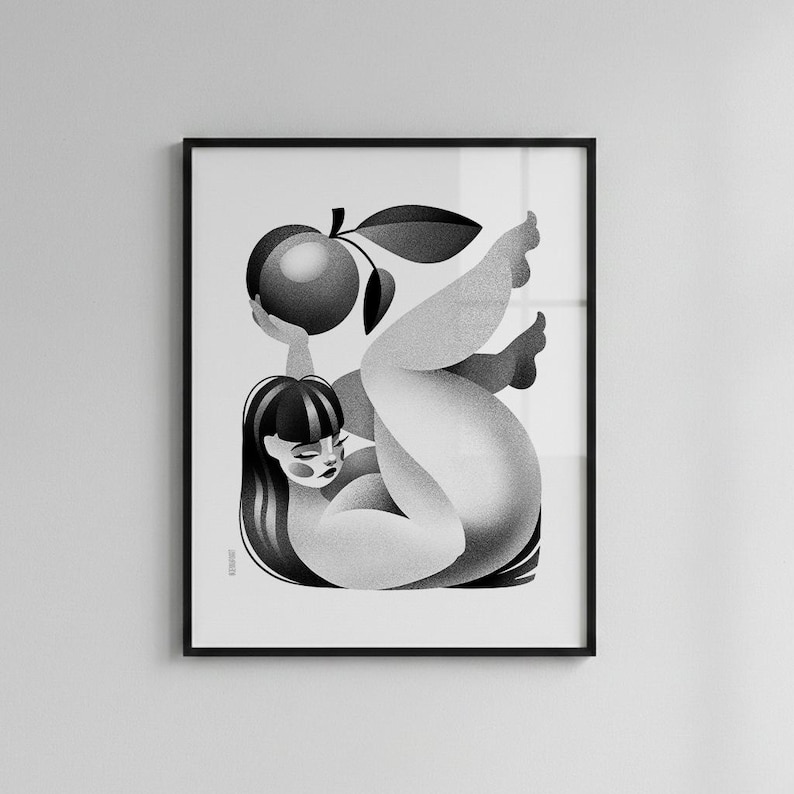 Plump - Wall Art Poster / Modern Zen Print / Black and White Illustrated Home Decor image 1