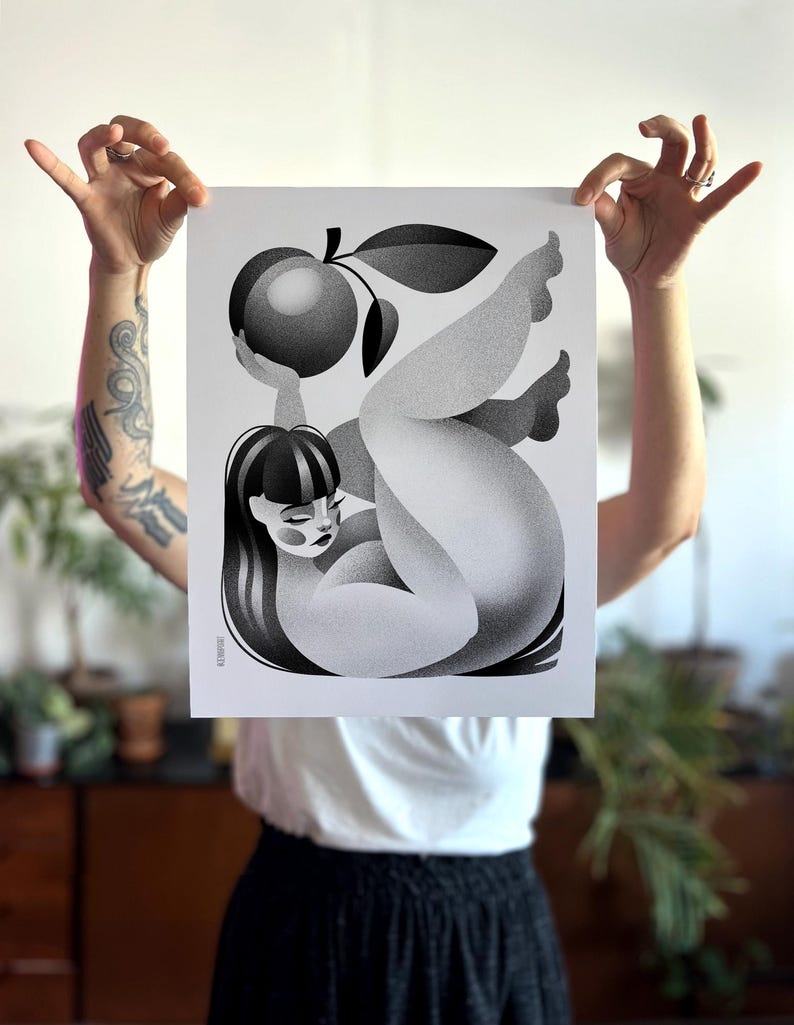 Plump - Wall Art Poster / Modern Zen Print / Black and White Illustrated Home Decor image 6