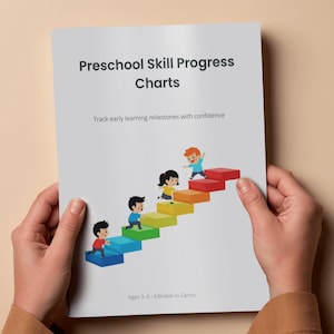 Tracker delle competenze prescolari stampabile / Grafici dei progressi di apprendimento per bambini dai 3 ai 5 anni / Schede di valutazione prescolare / PDF per l'istruzione parentale e l'asilo