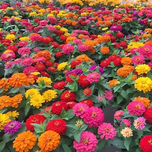 50+ Zinnia Double Mix Frön, Zinnia elegans, Blandade Färger Blommor, Snittblomma