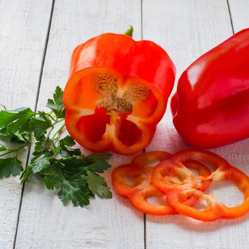 Más de 20 semillas de pimiento rojo dulce, Capsicum annuum, pimiento rojo, pimiento dulce suave. imagen 6