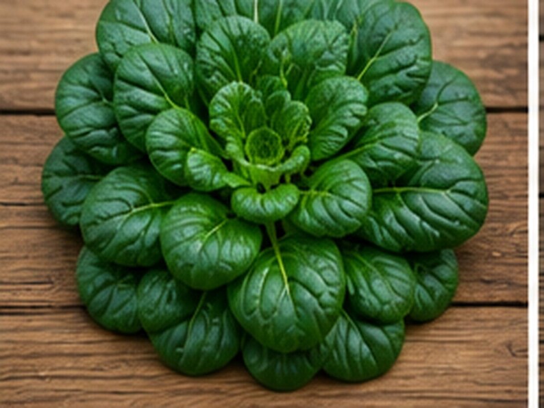 Puede incluir: Una cabeza fresca de tatsoi que presenta una roseta densa de hojas de color verde oscuro en forma de cuchara con venas prominentes. La planta muestra una estructura sim&eacute;trica y en capas con hojas m&aacute;s peque&ntilde;as en el centro y hojas m&aacute;s grandes y redondeadas.