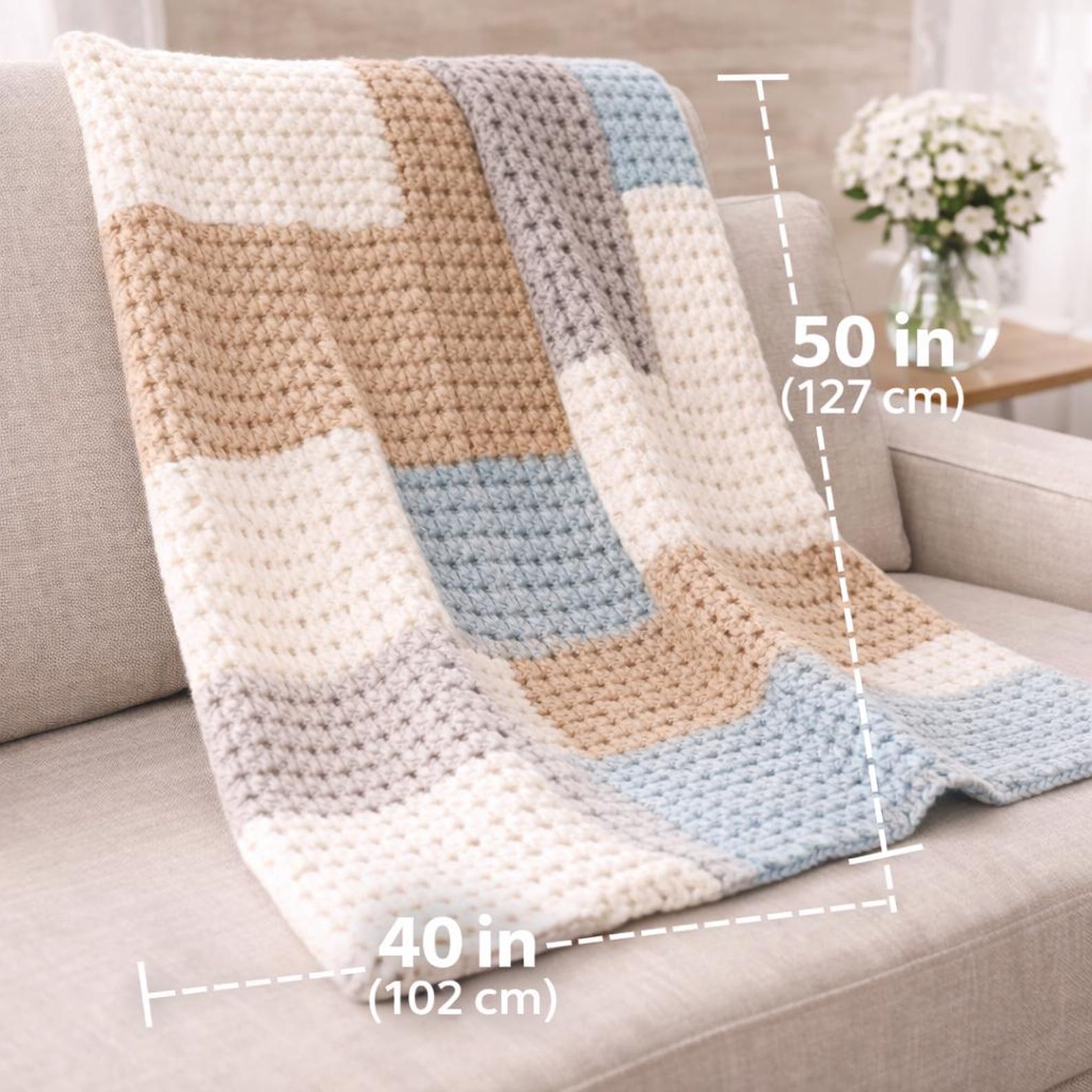 Chunky Crochet Blanket Pattern, Modern Color Block Afghan, Beginner ...