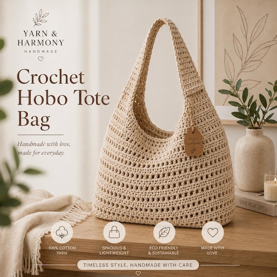 Minimalist Handmade Shoulder Bag Crochet Pattern PDF