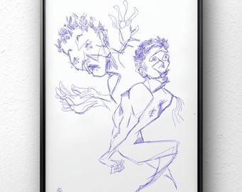 Original Artwork,  Abstract Figures, Ballpoint Pen on A4 Paper