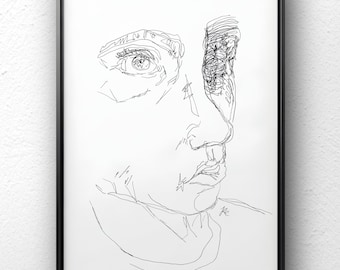 Original Zeichnung, abstraktes Portrait auf A4 Papier