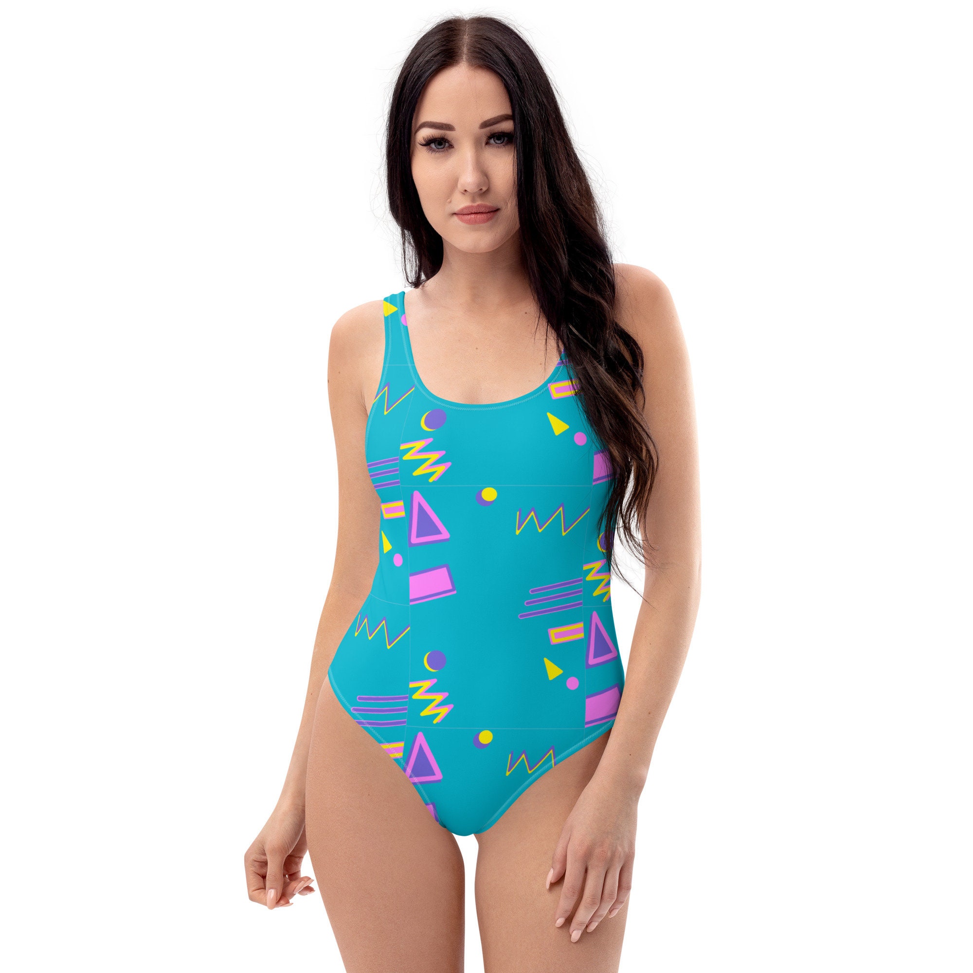 Kelly Retro 80's 90's Print One-piece Swimsuit Saved by the Bell