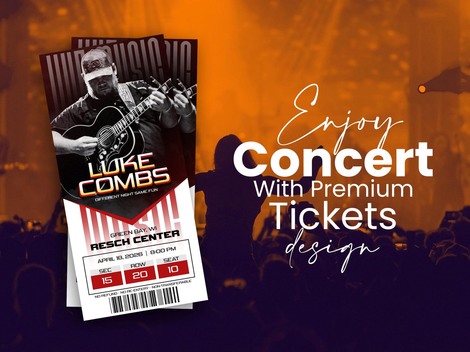 Custom Printable Concert Tickets, DIY Music Event Pass Template ...