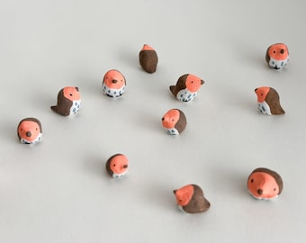 Figuras de petirrojo de arcilla, decoración de pájaros en miniatura, regalo para amantes de las aves