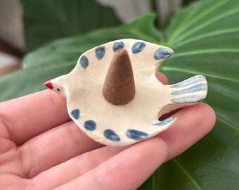 Porta incienso de pájaro hecho a mano, decoración de pájaro de cerámica, regalo de buena suerte