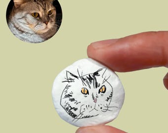 Broche o imán para nevera de mascota personalizado, prendedor de arcilla hecho a mano para gato o perro, retrato personalizado para regalar.