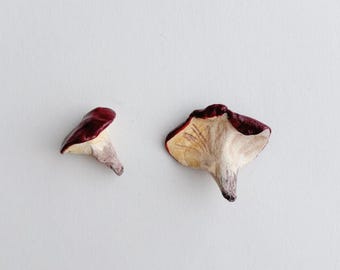 Broche de hongo de arcilla hecho a mano, pin de hongo, arte de hongos peculiar, regalo considerado