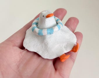 Figuras de pato de arcilla hechas a mano, linda decoración de escritorio coleccionable, regalo de amuleto de la suerte
