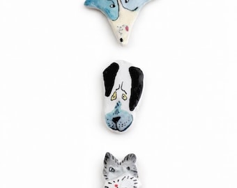 Broche de perro de arcilla hecho a mano, pin con retrato de mascota, regalo para amantes de las mascotas