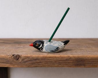 Porta incienso de pájaro de arcilla hecho a mano, regalo original de decoración de escritorio, regalo de San Valentín para ella