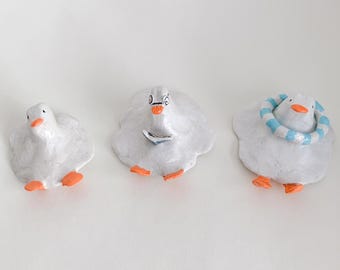 Figuras de pato de arcilla hechas a mano, linda decoración de escritorio coleccionable, regalo de amuleto de la suerte
