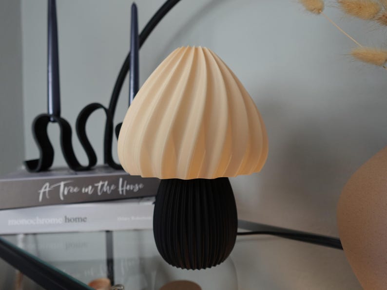 Lámpara de hongo Mushlo, luz acogedora impresa en 3D, lámpara de noche ambiental, decoración bohemia para el hogar