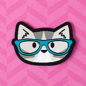 Nerd Cat Patch / Iron On Patch image 1