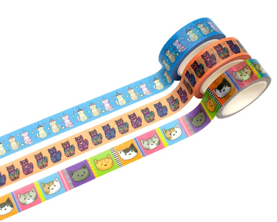 Colourful Cats Washi Tape - sticky paper masking cat tape for crafts and scrapbooking