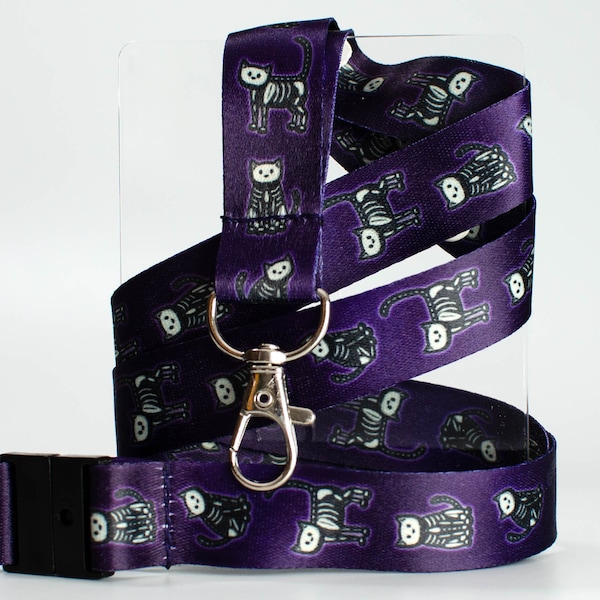 Skeleton Cats Lanyard - Cats Kittens Spooky Halloween