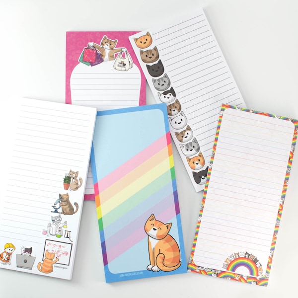 Cat Notepad - Magnetic Fridge Pad - list pad notes