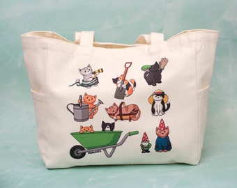 Gardening Cats Tote Bag - Gardener Landscaper