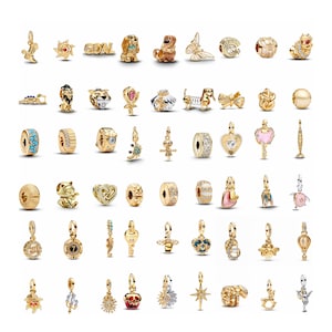 Vergoldete 925er Silberperlen-Charms | Glücksbringer-Motive: Tiere, Herzen & Kronen | Kompatibel mit europäischen Armbändern im Pandora-Stil