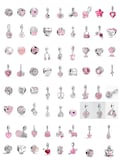 Pink & Silver Charm Beads for Bracelets–Love,S925 Sterling Silver Charm,Flowers,Heart,Fit Pandora European style Bracelet Charm Gift for Her product logo