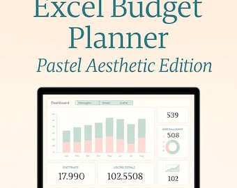 Planificateur budgétaire Excel Pastel | Suivi des dépenses mensuelles | Suivi des revenus et des dépenses | Tableau de bord d'épargne