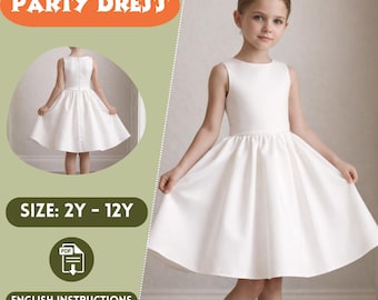 Party Dress Summer Sleeveless Prom Gathered Skirt, Special Occasion Girl-Toddler Dresses PDF Sewing Pattern