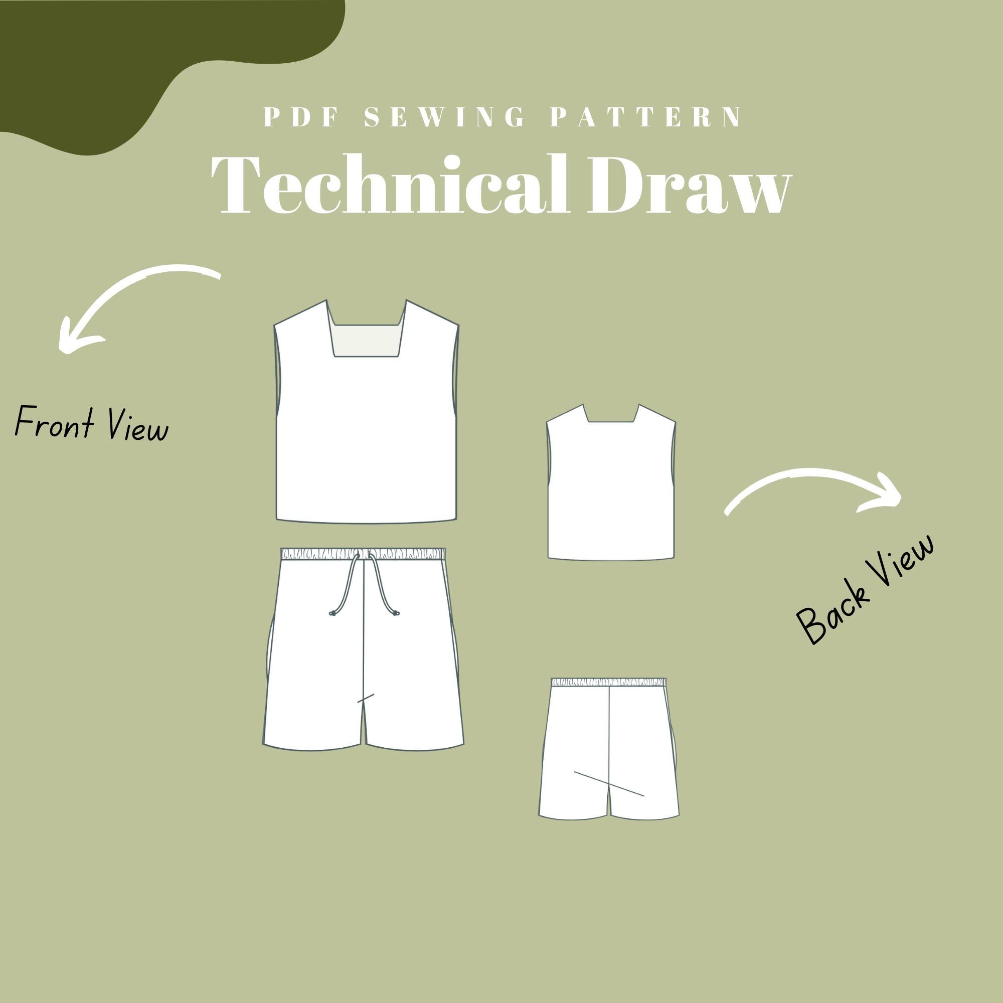 Girls Linen Top and Shorts Set Summer Outfit, PDF Sewing Pattern for ...