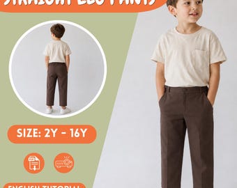 Boys Straight Leg Pants with Pleats, Pockets Toddler Trousers