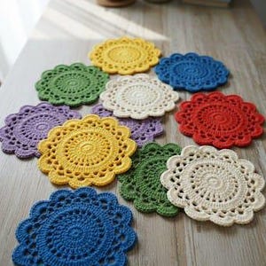 Patrón de posavasos de flores de crochet: Tutorial fácil (Descarga PDF iNG)