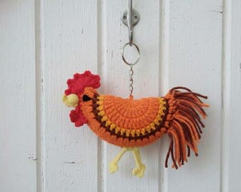 Crochet Rooster Keychain Pattern – Farm Animal Amigurumi (PDF Download ing)