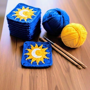 Crochet Sun & Moon Granny Sguare Crochet Pattern – Celestial Applique, Amigurumi Crochet PDF Tutorial( English pdf)