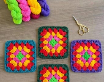 Granny Square  crochet pattern PDF is written in English (US crochet terms)