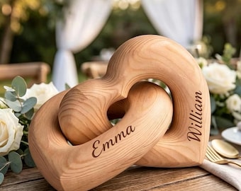 Cadeau d'anniversaire personnalisé sculpture en forme de coeur infini avec noms personnalisés, souvenir de couple romantique, cadeau de mariage pour lui et elle
