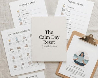 Midday Mental Reset Recenter Printable | Afternoon Reset Worksheet PDF | Calm Focus & Energy Reset | One Page Tool
