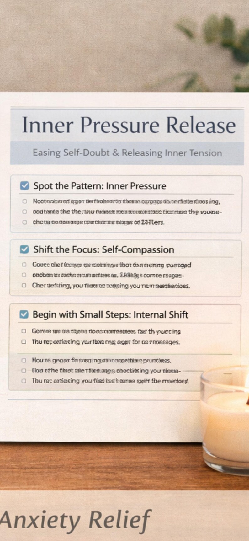 Self-compassion Check-in Worksheet | Inner Pressure Relief, Reduce Self ...